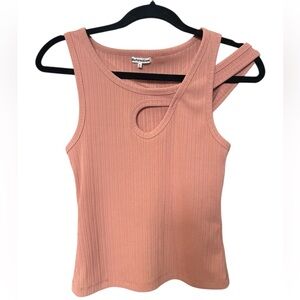Reformation Pink Ribbed Cut-Out Top